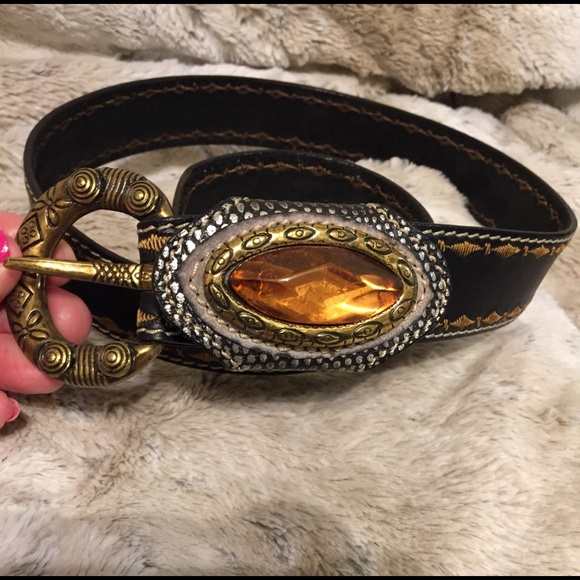 Accessories - Stunning Italian Jeweled Leather Statement Belt